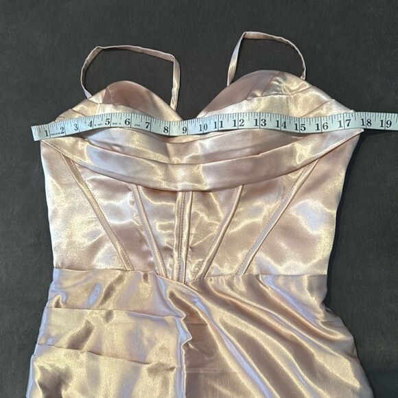 Women Full Length Prom Party Dress CrissCross Straps Leg Slit Size 8 *READ FLAWS - Picture 10 of 16